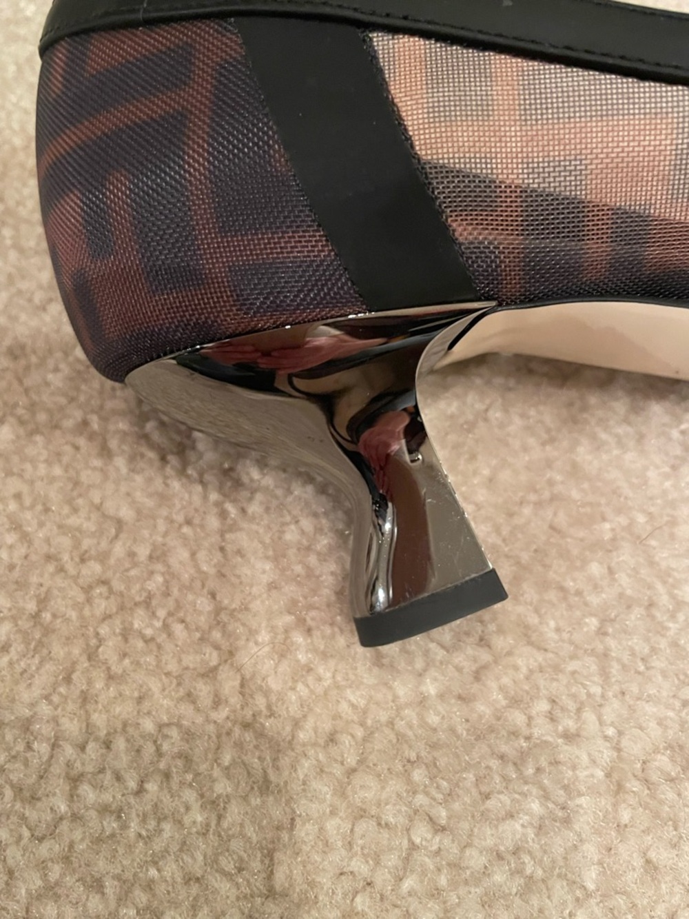 Fendi Brown & Black Monogram Pointed-Toe Flats - Picture 8 of 11
